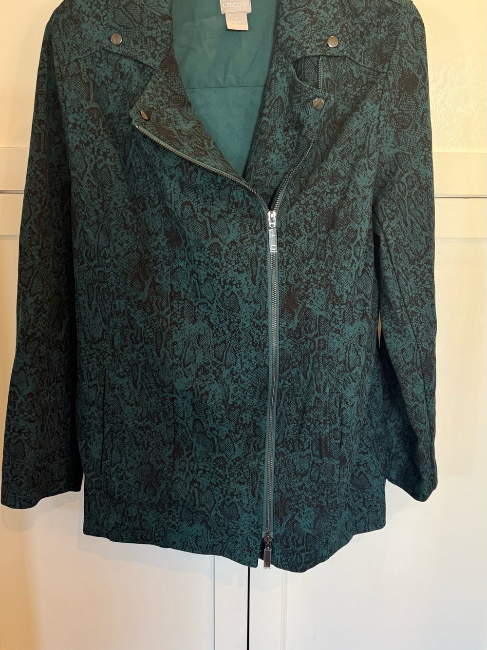 Chico's Green Snake-Print Jacket size 1